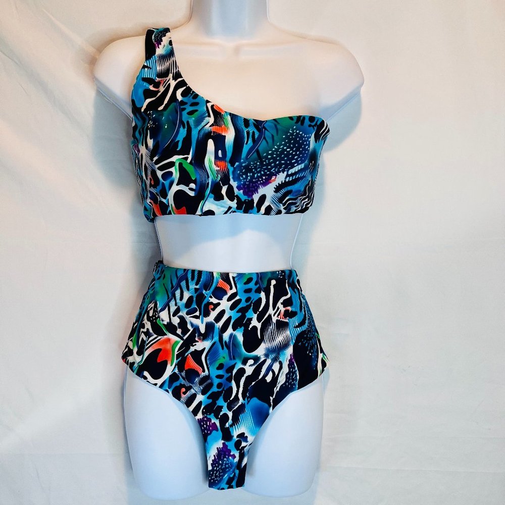 NEW - High Waist One Shoulder Bikini Set